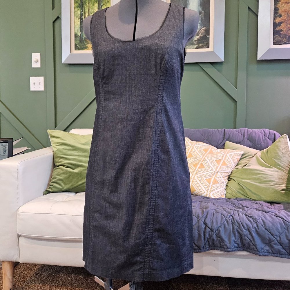 Zippered Denim-Look Cotton Dress Sz 4
